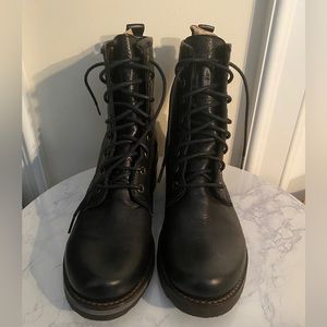 Frye Black Leather Combat Boots